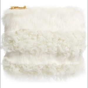 [Shrimps] White Jenny Faux Shearling Clutch